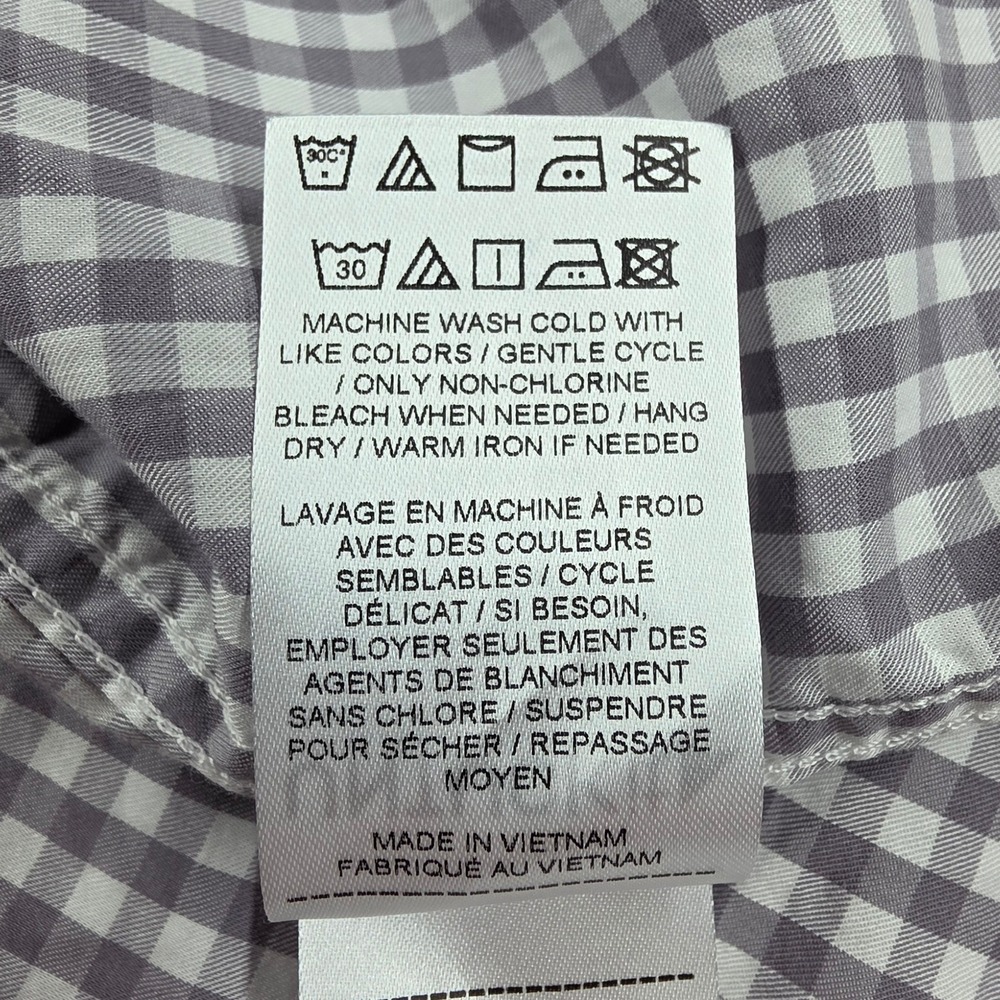 UNTUCKit New Dunn Mens XXL Gingham Button Down Shirt Grey White Regular Fit - Picture 8 of 9